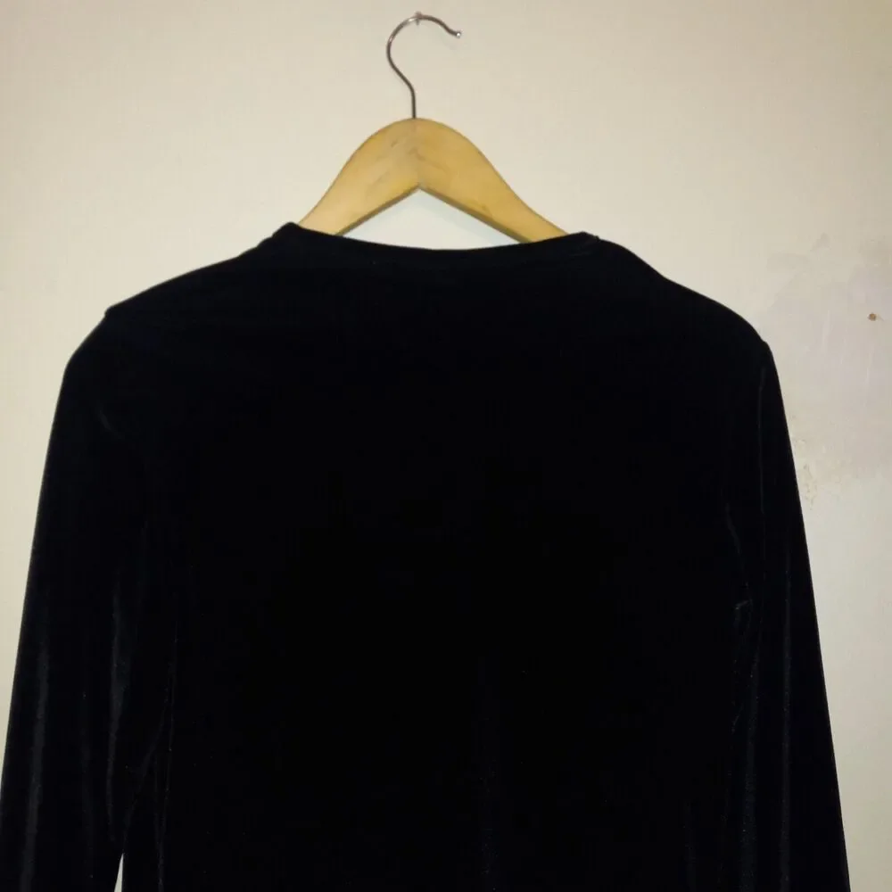 Vtg No Boundaries Velvet Cardigan-Size 11/13-Lined-Witchy-Y2K-Single Clasp-Goth